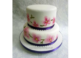 Hand Painted 2-tier Orchid Cak
