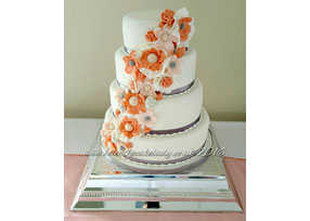 Coral Flower 4-tier Wedding Ca
